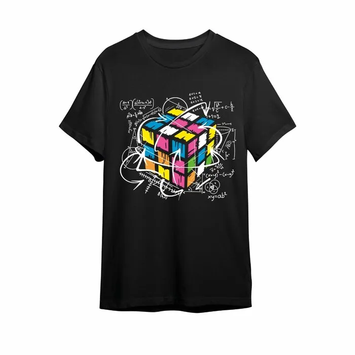 RUBIK TWIST - BLACKLIGHT T-SHIRT - BLACK WITH NEON PRINT