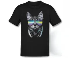 DJ CAT - BLACKLIGHT T-SHIRT - BLACK WITH NEON PRINT