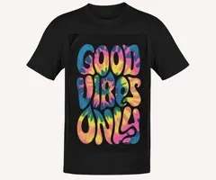 GOOD VIBES ONLY - BLACKLIGHT T-SHIRT - ZWART MET NEON PRINT