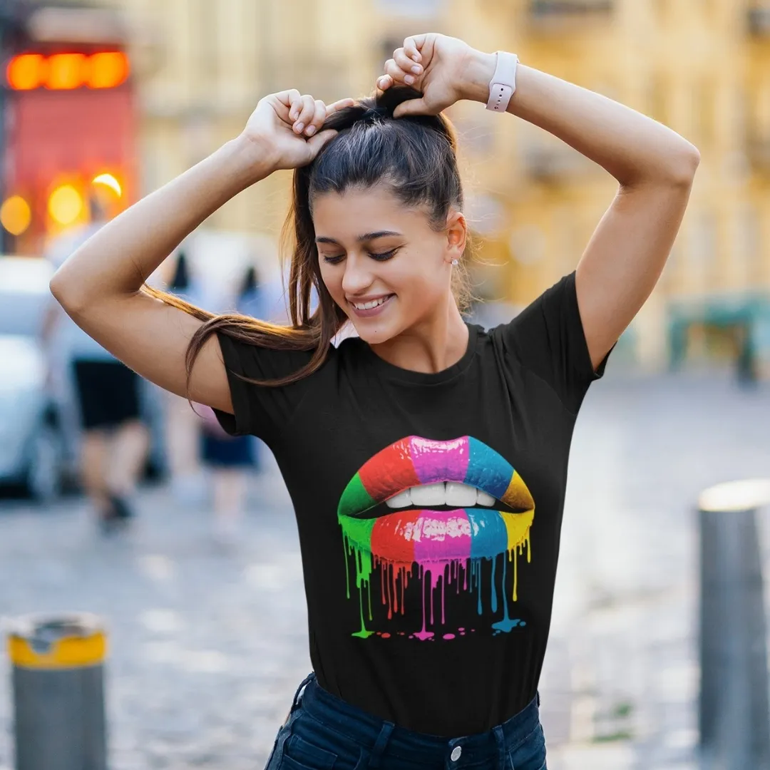 COLOR LIPS – BLACKLIGHT T‑SHIRT – ZWART MET NEON PRINT