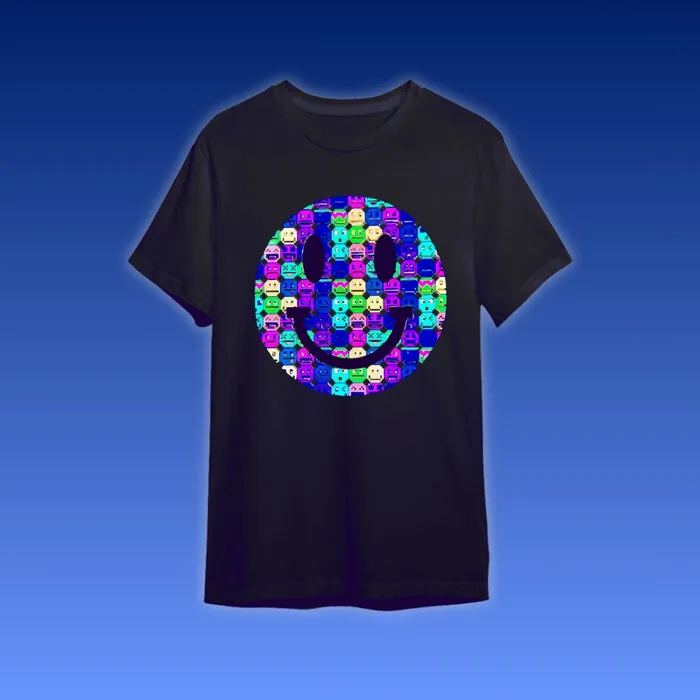 SMILEYS – BLACKLIGHT T‑SHIRT – ZWART MET NEON PRINT