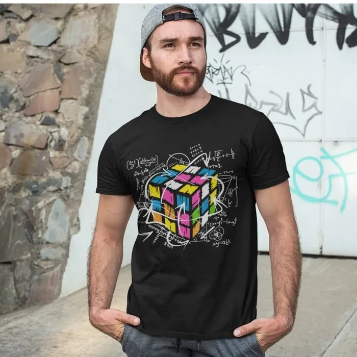 RUBIK TWIST - BLACKLIGHT T-SHIRT - ZWART MET NEON PRINT