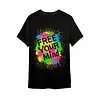 FREE YOUR MIND - BLACKLIGHT T-SHIRT - ZWART MET NEON PRINTS