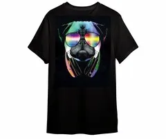 DJ PUG - BLACKLIGHT T-SHIRT - ZWART MET NEON PRINT
