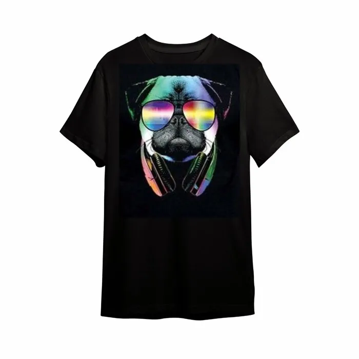DJ PUG - BLACKLIGHT T-SHIRT - ZWART MET NEON PRINT