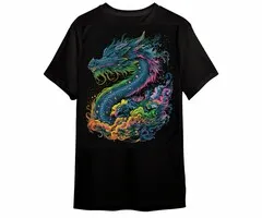 DRAGON - BLACKLIGHT T-SHIRT - ZWART MET NEON PRINTS
