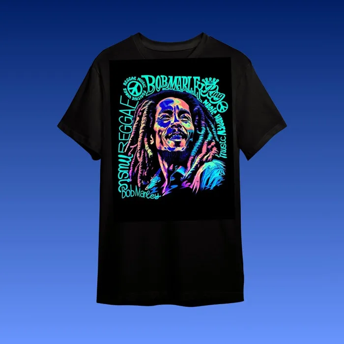 ONE LOVE - BLACKLIGHT T-SHIRT - ZWART MET NEON PRINTS