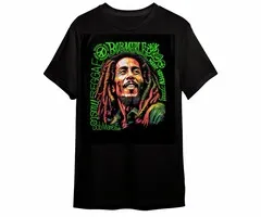 ONE LOVE - BLACKLIGHT T-SHIRT - BLACK WITH NEON PRINTS