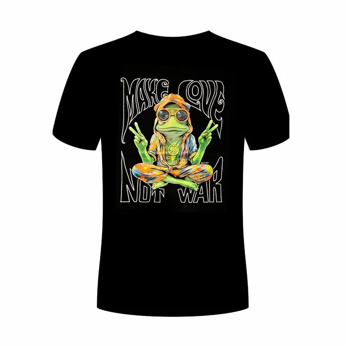 MAKE LOVE - BLACKLIGHT T-SHIRT - BLACK WITH NEON PRINTS
