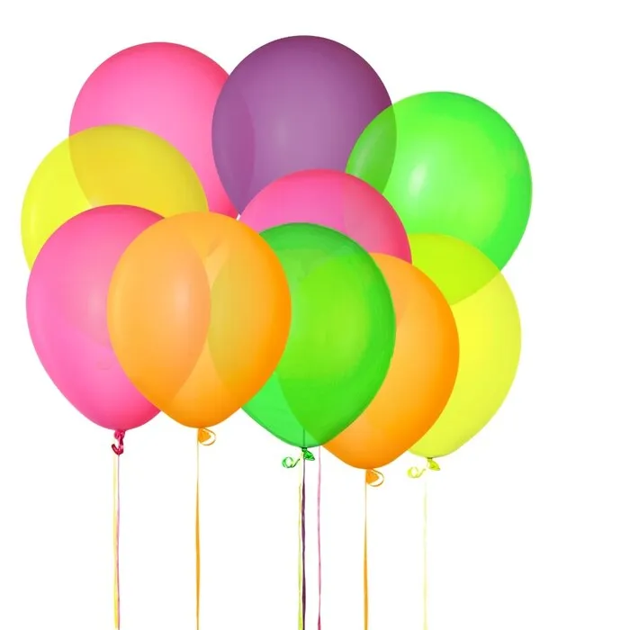 UV NEON BALLOONS - 30 CM - ASSORTED - 10 PIECES