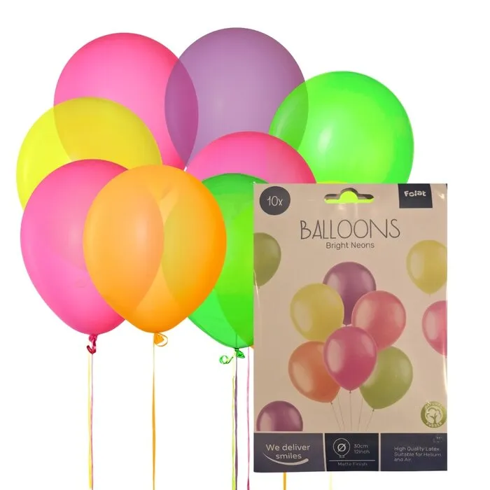 UV NEON BALLONNEN - 30 CM - ASSORTI - 10 STUKS