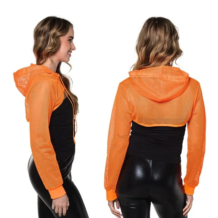 FISHNET BOLERO - UV / BLACKLIGHT - NEON ORANGE