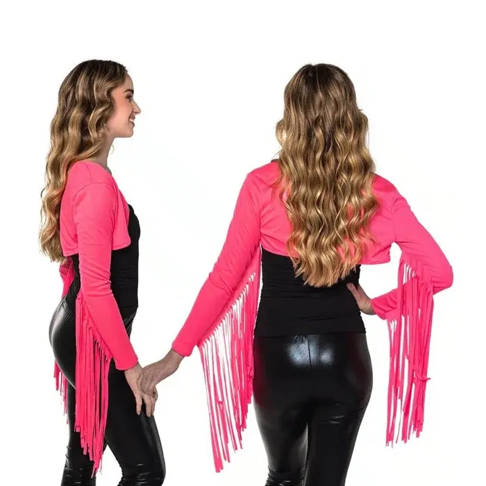 FRINGE BOLERO - UV / BLACKLIGHT - NEON PINK