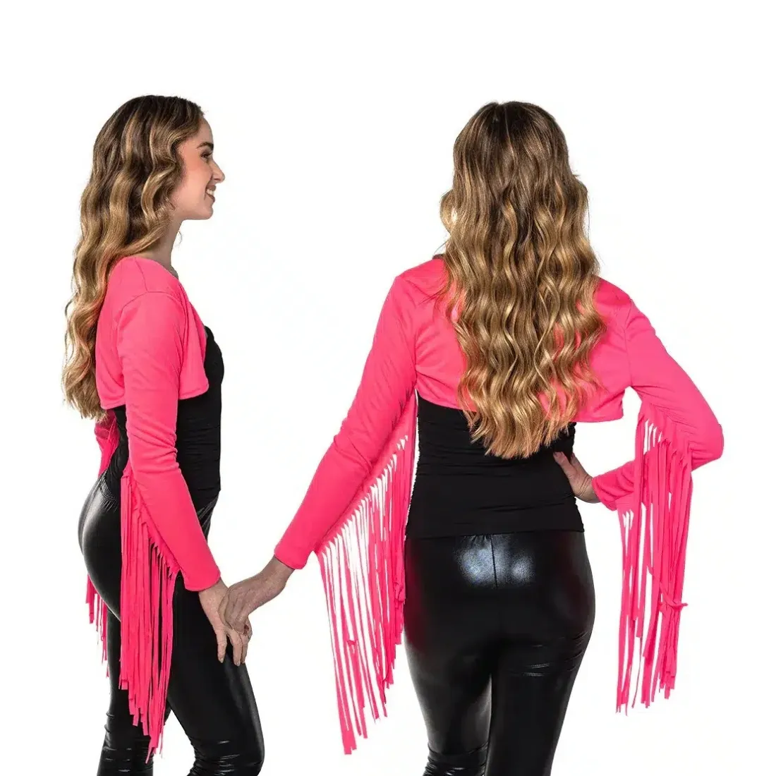 BOLERO MET FRANJES - UV / BLACKLIGHT - NEON ROZE