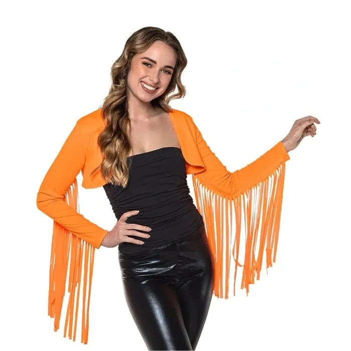 FRINGE BOLERO - UV / BLACKLIGHT - NEON ORANGE