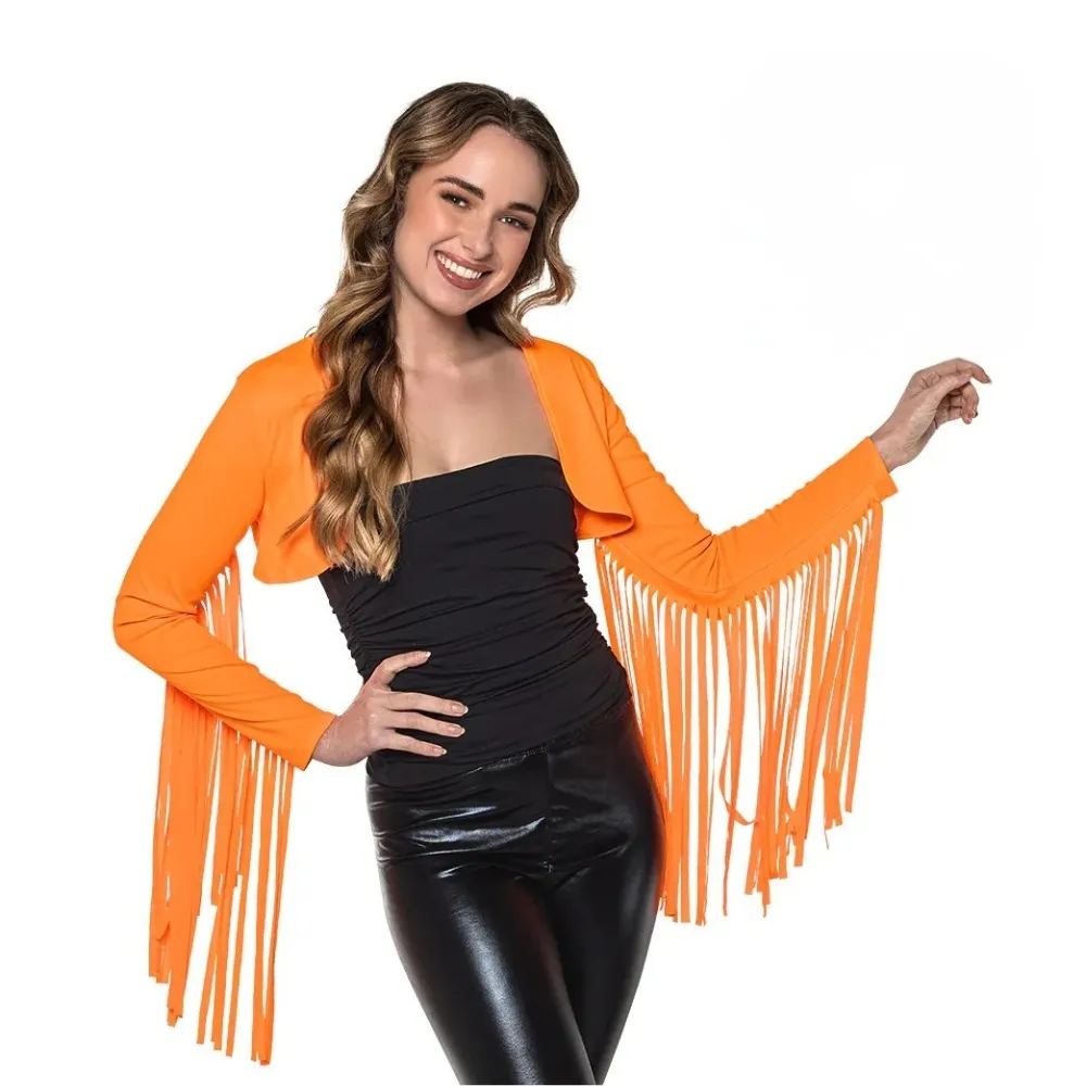 FRINGE BOLERO - UV / BLACKLIGHT - NEON ORANGE