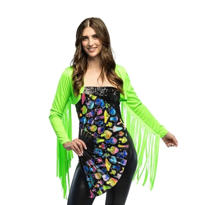 BOLERO MET FRANJES - UV / BLACKLIGHT - NEON GROEN