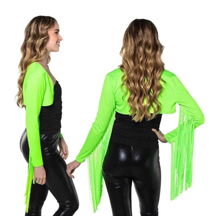 BOLERO MET FRANJES - UV / BLACKLIGHT - NEON GROEN