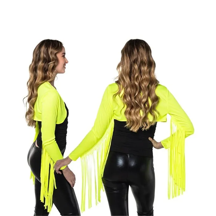 BOLERO MET FRANJES - UV / BLACKLIGHT - NEON GEEL