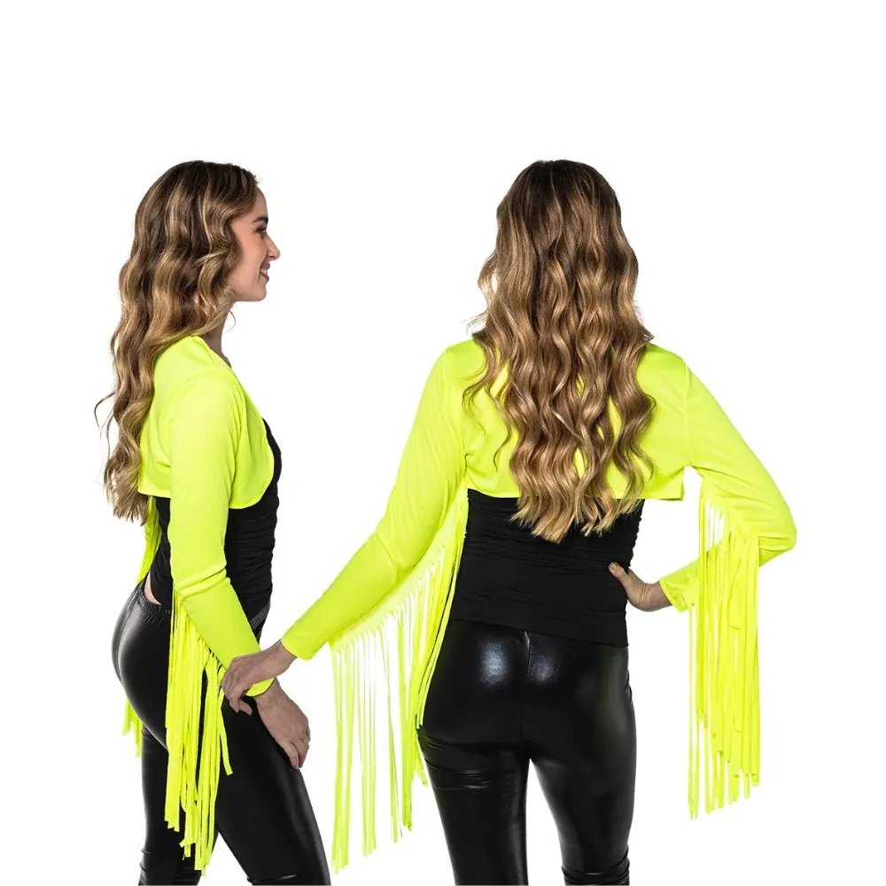 FRINGE BOLERO - UV / BLACKLIGHT - NEON YELLOW