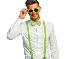 UV ACCESSOIRE SET - BRIL, STRIK, BRETELS - NEON GROEN