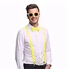 UV ACCESSORY SET - GLASSES, BOW TIE, SUSPENDERS - NEON YELLOW