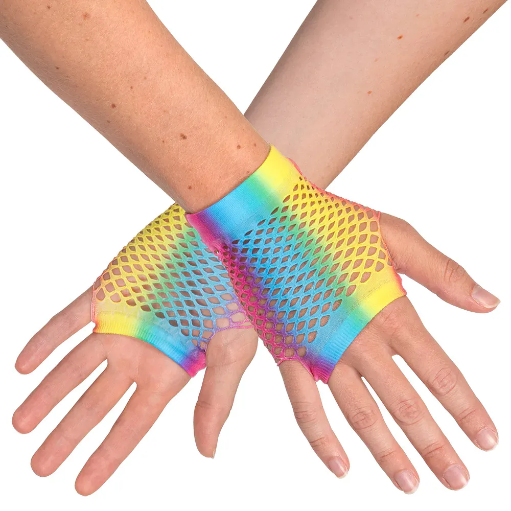 Rainbow fishing net gloves – UV blacklight