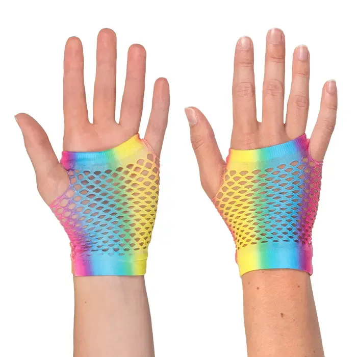 Rainbow fishing net gloves – UV blacklight