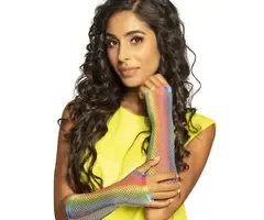 Rainbow fishnet gloves long – Fingerless