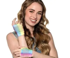 RAINBOW FISHING NET GLOVES - UV / BLACKLIGHT