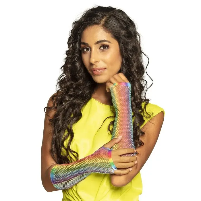 REGENBOOG VISNET HANDSCHOENEN - LANG - VINGERLOOS