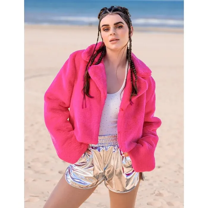FLUFFY NEON ROZE JASJE - M/L - DAMES