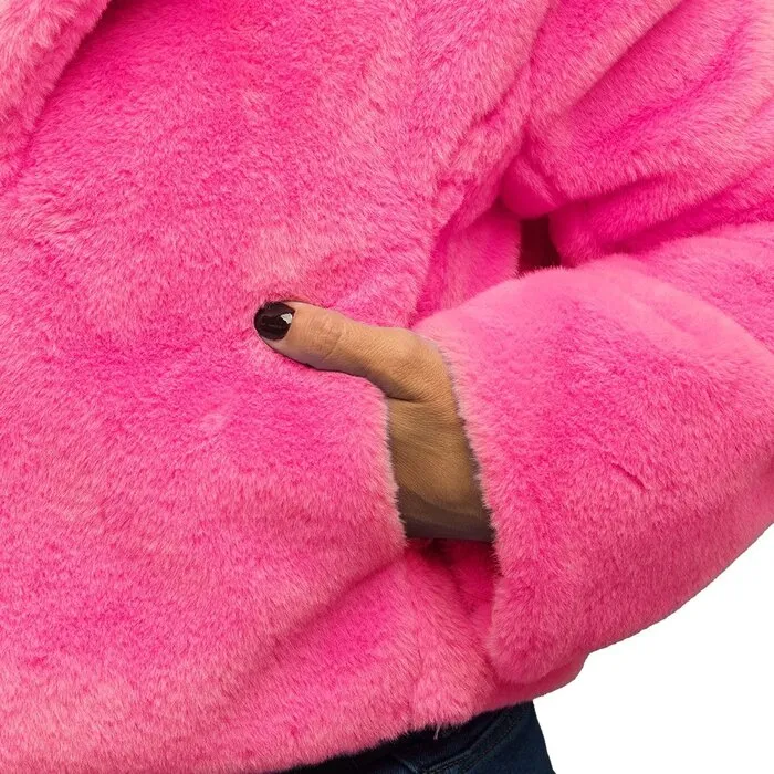 FLUFFY NEON ROZE JASJE - M/L - DAMES