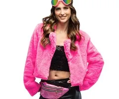 FLUFFY NEON ROZE JASJE - M/L - DAMES