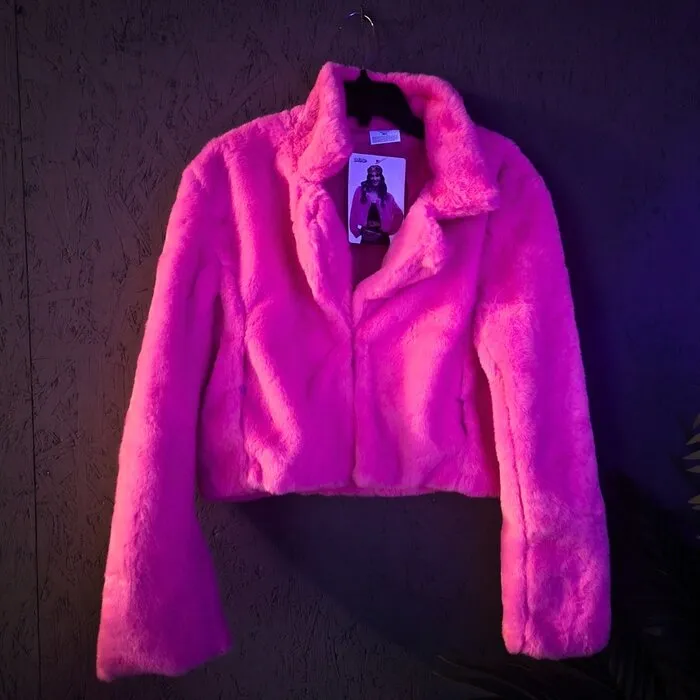 FLUFFY NEON ROZE JASJE - M/L - DAMES