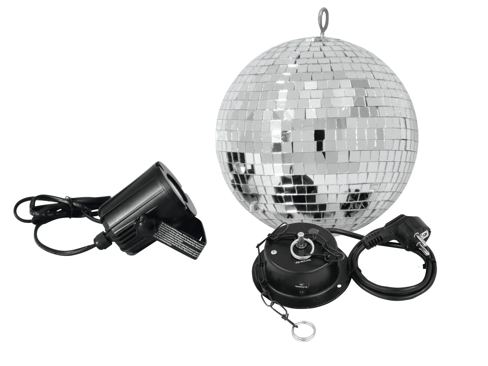 Eurolite Mirror Ball Set 20 cm – Includes LED Spot & Motor for rotating disco effect