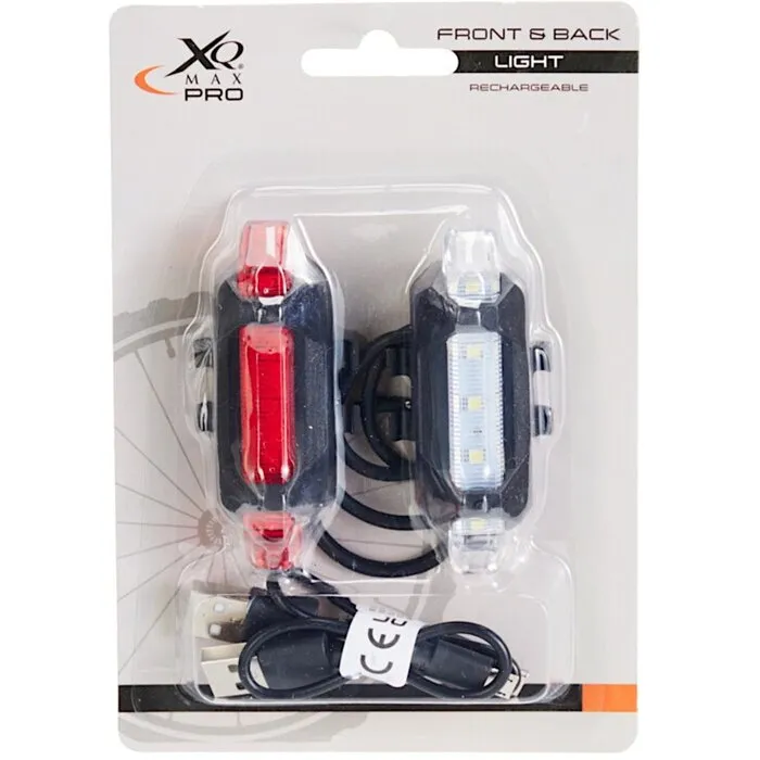 XQMAX LED Bike Light Kit – Front and Rear – USB Rechargeable – Compact & Waterproof