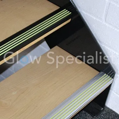 Glow in the Dark Stair Profile – Aluminium Anti‑Slip Step Profile with Luminous Insert – Per Piece