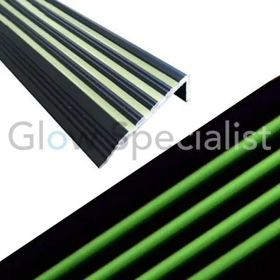 Glow in the Dark Trapprofiel – Aluminium Antislip Profiel met Lichtgevende Inleg – Per Stuk