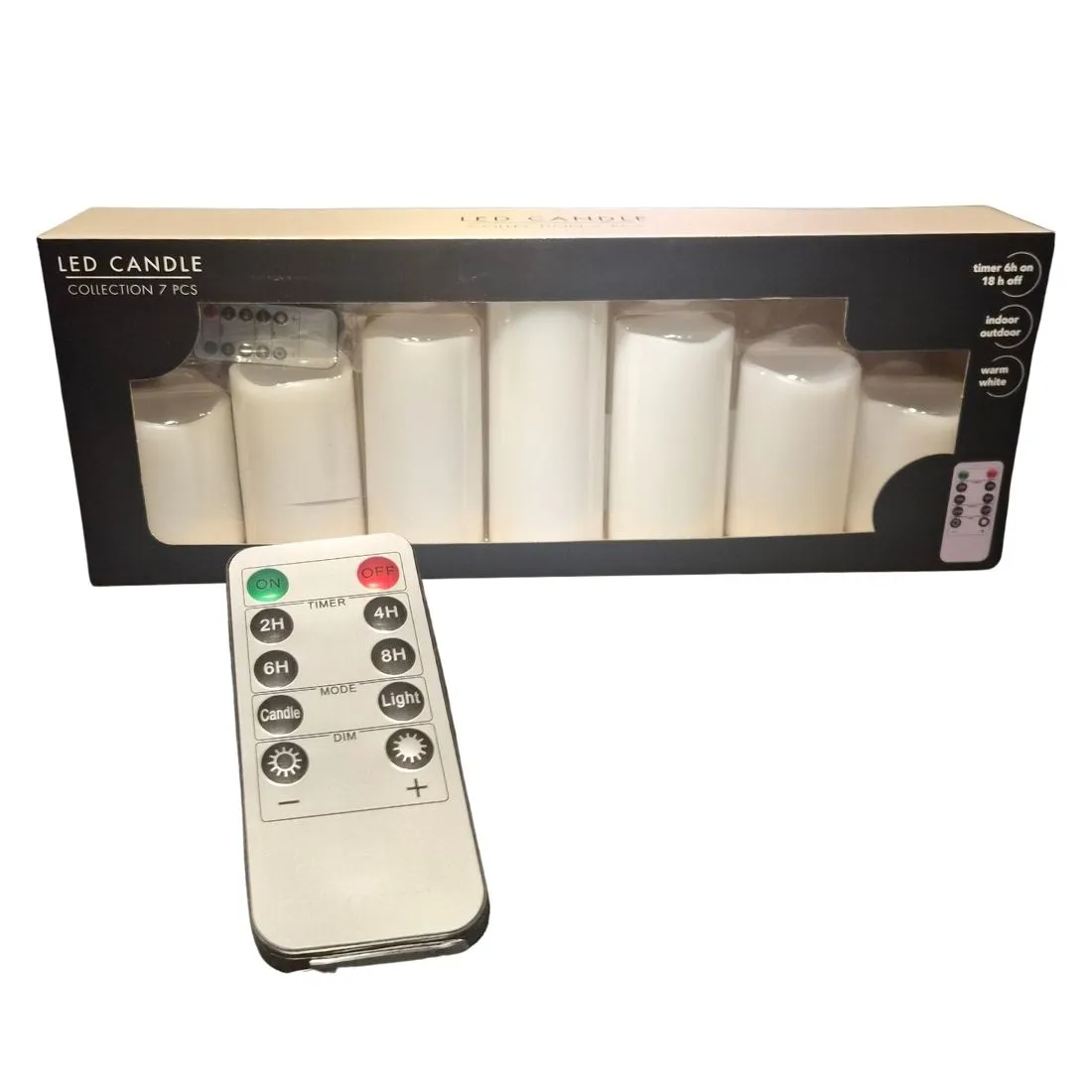 LED kaarsenset – 7‑delig – voor binnen & buiten – met afstandsbediening en timer
