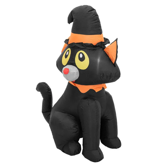 Europalms Halloween inflatable cat – 122 cm – LED lighting – self‑inflating