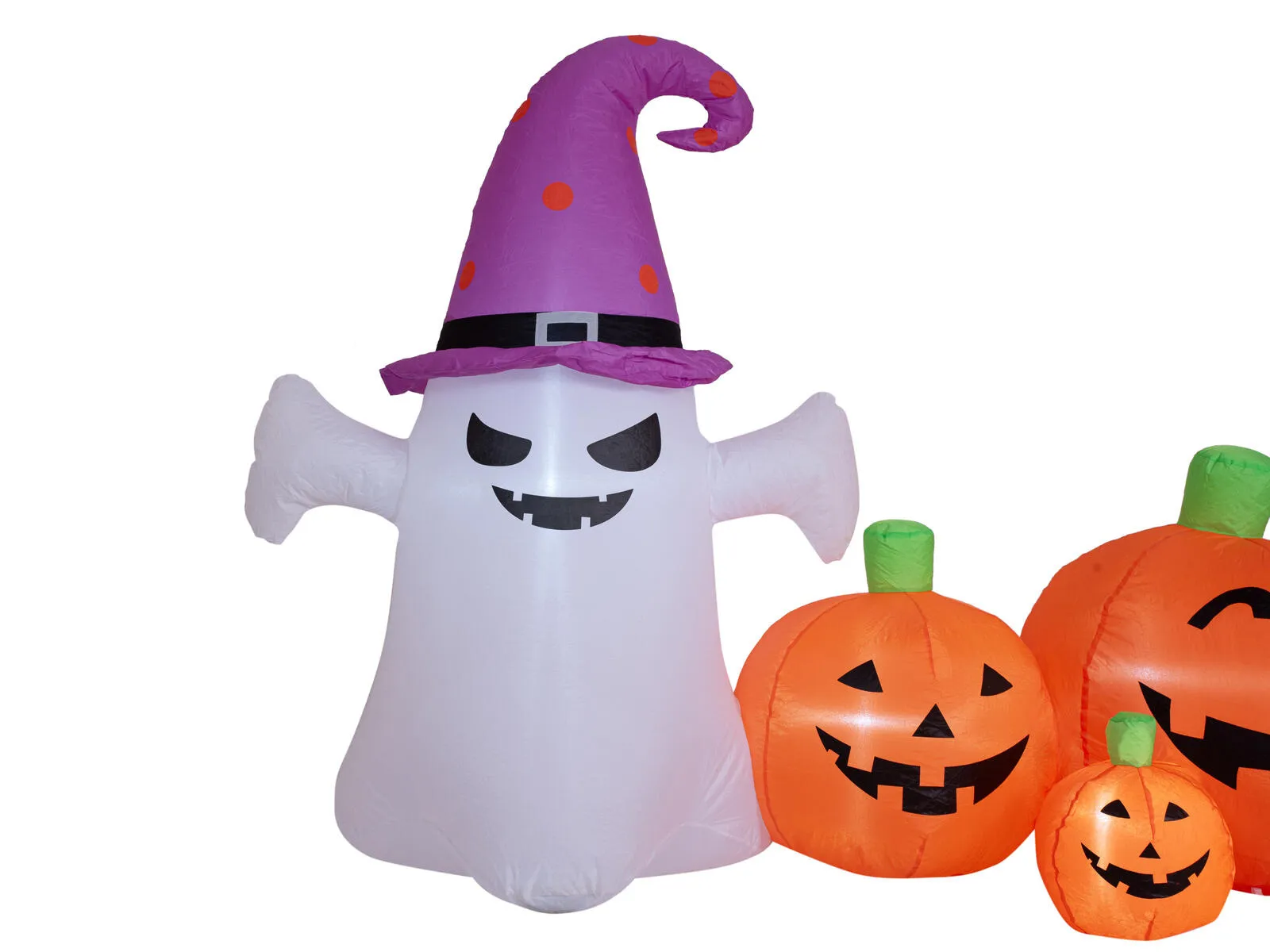Europalms Halloween inflatable ghost with pumpkins – 244 cm – LED lighting – self‑inflating