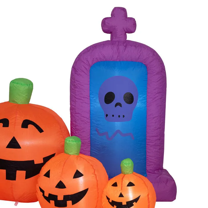 Europalms Halloween opblaasbare spook met pompoenen – 244 cm – LED verlichting – zelfopblazend