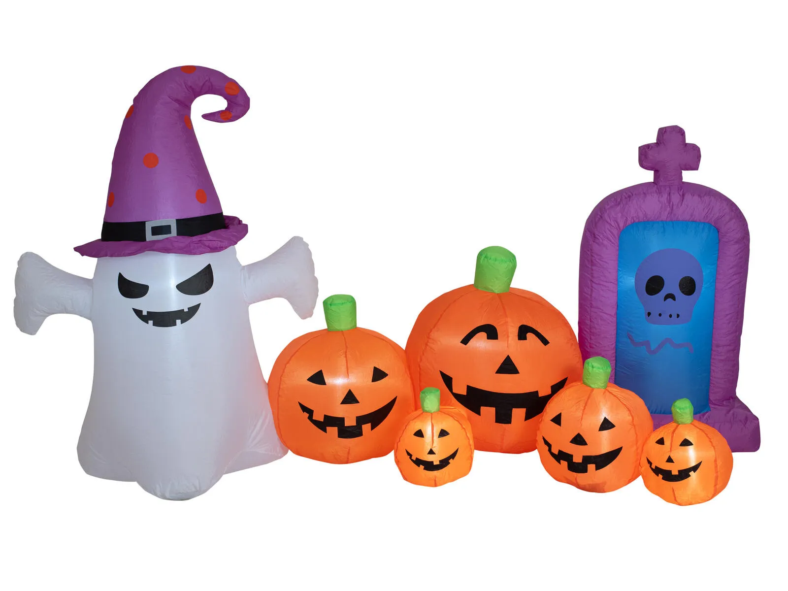 Europalms Halloween inflatable ghost with pumpkins – 244 cm – LED lighting – self‑inflating