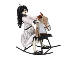 Europalms HALLOWEEN - CREEPY GIRL OP SCHOMMELPAARD - 72 CM