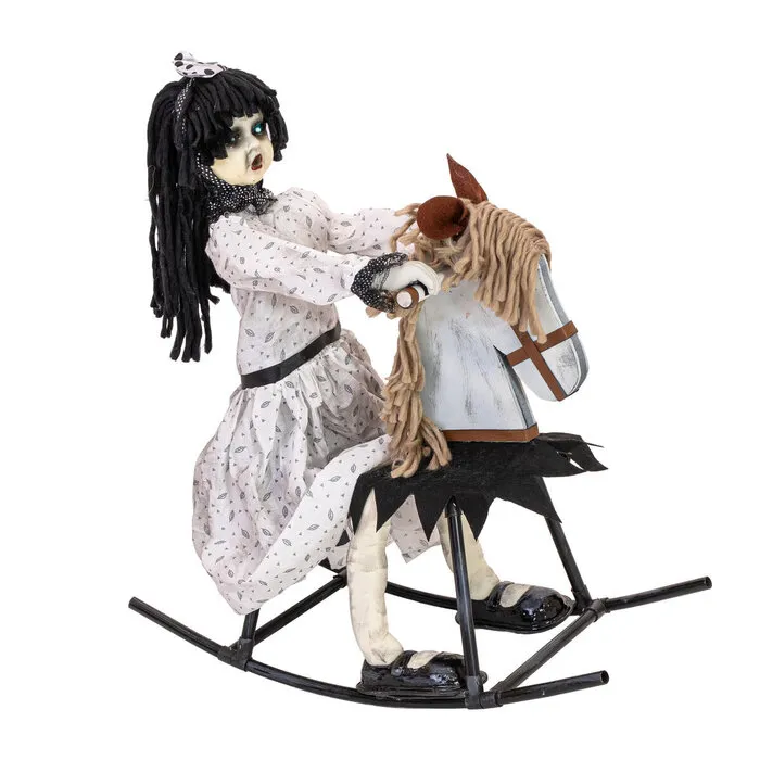 Europalms HALLOWEEN - CREEPYGIRL OP SCHOMMELPAARD - BEWEGEND - 72 CM