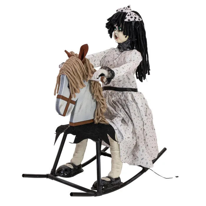 Europalms HALLOWEEN - CREEPYGIRL OP SCHOMMELPAARD - BEWEGEND - 72 CM