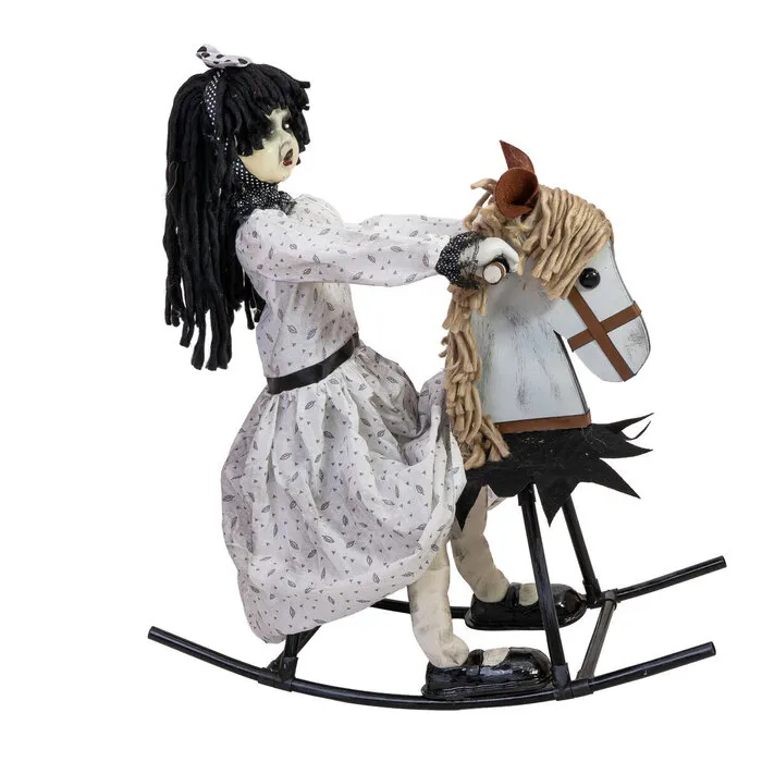 Europalms HALLOWEEN - CREEPYGIRL OP SCHOMMELPAARD - BEWEGEND - 72 CM