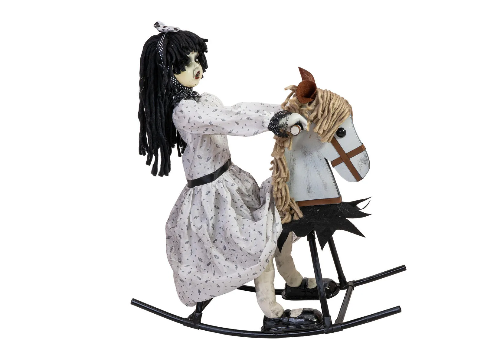 Europalms HALLOWEEN - CREEPYGIRL OP SCHOMMELPAARD - BEWEGEND - 72 CM