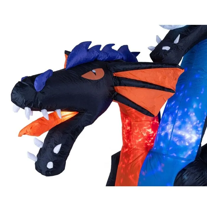 Europalms HALLOWEEN INFLATABLE DRAGON - 208 CM - TWO-HEADED – WITH LED LIGHTING